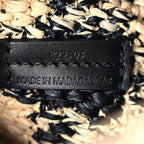 X PAULA'S IBIZA Raffia Mini Font Tote Black Natural