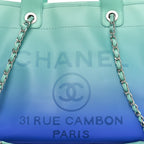 Shaded Calfskin Small Deauville Tote Light Green Turquoise Purple