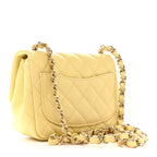 Lambskin Quilted Mini Square Flap Light Yellow