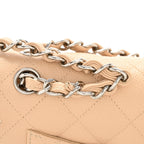 Caviar Quilted Jumbo Double Flap Beige Clair
