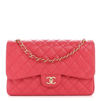 Caviar Quilted Jumbo Double Flap Dark Pink
