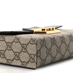 GG Supreme Monogram Calfskin Mini Padlock Top Handle Shoulder Bag Beige Black Cuir