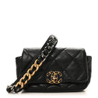 Goatskin Quilted Chanel 19 Waist Bag Black