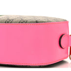 GG Supreme Monogram Textured Dollar Calfskin Web Ophidia Small Crossbody Bag Beige Ebony Fuchsia