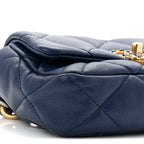 Goatskin Quilted Chanel 19 Waist Bag Dark Blue
