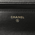 Lambskin Quilted Chanel 19 Wallet On Chain WOC Black