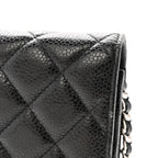 Caviar Quilted Wallet on Chain WOC Black