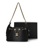 Washed Denim Quilted Mini Chanel 25 Handbag Black
