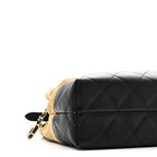 Suede Calfskin Shiny Lambskin Quilted Small Coco Base Shopping Bag Beige Black