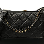 Aged Calfskin Quilted New Medium Gabrielle Hobo Black