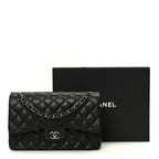 Iridescent Caviar Quilted Jumbo Double Flap Black