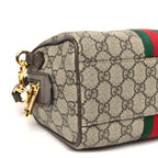 GG Supreme Monogram Textured Dollar Calfskin Web Mini Ophidia Top Handle Bowler Bag Beige Ebony New Acero