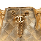 Metallic Caviar Quilted Mini Chanel 25 Handbag Gold