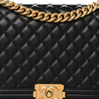 Lambskin Quilted New Medium Boy Flap Black
