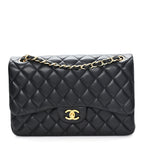 Lambskin Quilted Jumbo Double Flap Black