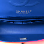Calfskin Quilted Medium Rainbow Double Flap Multicolor