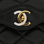 Lambskin Medium Double Flap Black