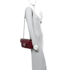 Calfskin Matelasse Small GG Marmont Shoulder Bag Ancora Red