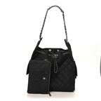 Denim Quilted Medium Chanel 25 Handbag Dark Blue