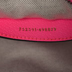 GG Supreme Monogram Textured Dollar Calfskin Web Ophidia Small Crossbody Bag Beige Ebony Fuchsia