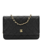 Caviar Quilted Wallet On Chain WOC Black
