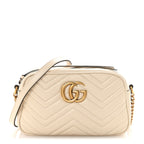 Calfskin Matelasse Small GG Marmont Chain Shoulder Bag White