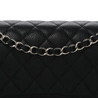 Caviar Quilted Medium Double Flap Black