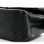 Caviar Quilted Medium Double Flap Black