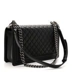 Lambskin Quilted New Medium Boy Flap Black