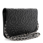 Caviar Camellia Embossed Wallet On Chain WOC Black