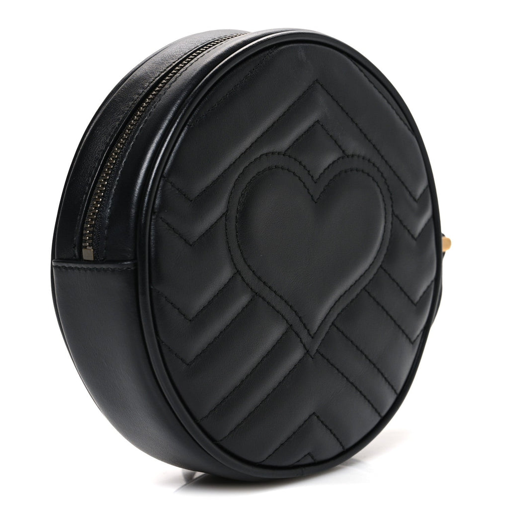 Calfskin Matelasse GG Marmont Round Wrist Wallet Black
