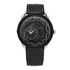 Platinum Titanium Alligator 43mm Arceau Le Temps Voyageur Automatic Watch Noir