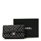Caviar Quilted Medium Double Flap Black