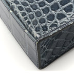 Shiny Niloticus Crocodile Kelly Elan Pochette Bleu Tempete