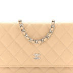 Caviar Quilted Wallet on Chain WOC Beige