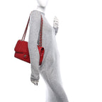 Caviar Chevron Quilted Jumbo Double Flap Dark Red