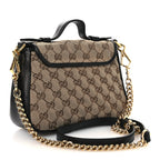 Monogram Azalea Calfskin Matelasse Diagonal Mini GG Marmont Top Handle Shoulder Bag Beige Ebony Black