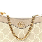 GG Supreme Monogram Textured Dollar Calfskin Web Mini Ophidia GG Handbag Beige Mystic White Oatmeal
