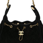 Suede Quilted Small Chanel 25 Handbag Black