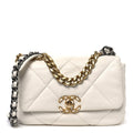 Goatskin Quilted Medium Chanel 19 Flap White