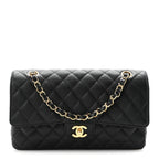 Caviar Quilted Medium Double Flap Black