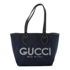 GG Supreme Monogram Denim Small Totissima Reversible Tote Beige Blue