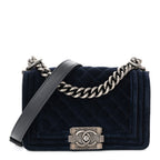 Velvet Quilted Small Boy Flap Blue