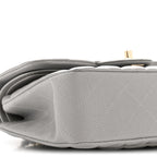 Caviar Quilted Small Double Flap Grey
