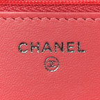 Lambskin Quilted Wallet On Chain WOC Pink