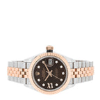 Stainless Steel 18K Everose Gold Diamond 28mm Oyster Perpetual Datejust Watch Chocolate 279171