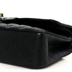 Caviar Quilted Medium Double Flap Black