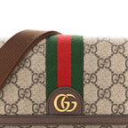 GG Supreme Monogram Web Mini Ophidia Flap Shoulder Bag Brown