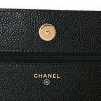 Caviar Quilted Wallet on Chain WOC Black