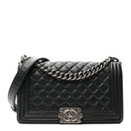 Calfskin Quilted Medium Boy Flap Black